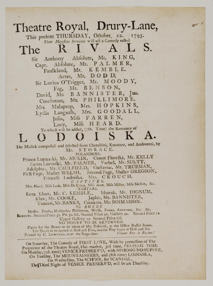 The Rivals playbill
