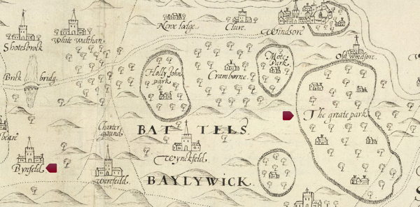 Estates at Windsor, Berkshire — British Library, “The unveiling of Britain” Map of estates at Windsor