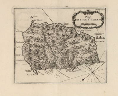 1764 engraving of map of St. Helene