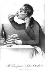 cartoon of a man eating oysters